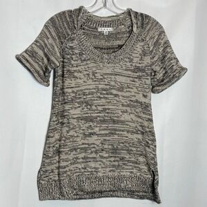 Y2K 2010s Cabi Womens Space Dye S/S Knit Sweater Grey XS indie sleaze